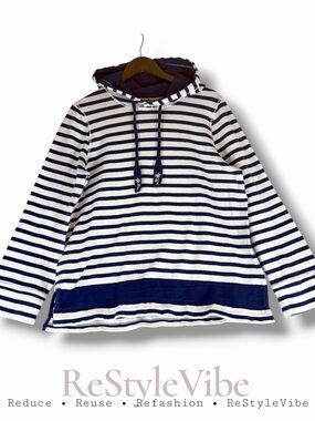TOMMY BAHAMA Women’s Size L Top Shirt Pullover Hoodie Striped Cotton